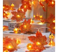 CESOF 4 Pack Fall Decorations Maple Leaf Pumpkin Lights Total 40ft 80 LED | Battery Operated 3D Pumpkin Fall Leaves Garland String Light for Home Mantel Table Porch Indoor Outdoor Thanksgiving Decor
