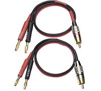 CESS-024-1f Speaker Cable with RCA Plug to 4mm Banana Plug, Pure Copper Gold-Plated Connectors, 400 Strands Tinned Copper Wire, Soft Silicone Rubber Cable (14AWG 1 Foot)