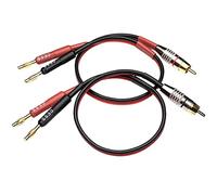 CESS-024-2f Speaker Cable with RCA Plug to 4mm Banana Plug, Pure Copper Gold-Plated Connectors, Silicone Tinned Copper Wire (14AWG 2 Feet)