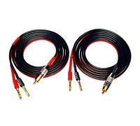CESS-024-6f Speaker Cable with RCA Plug to 4mm Banana Plug, Pure Copper Gold-Plated Connectors, 400 Strands Tinned Copper Wire, Soft Silicone Rubber Cable (14AWG 6 Feet)