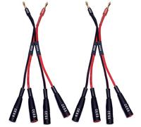CESS-057x2 Dual Banana Plugs Splitter, 2 Male to 4 Female Banana Jack Adapter, 2-Channel Power Supply Splitter Cable, 14 AWG Soft Silicone Tinned Copper Wire