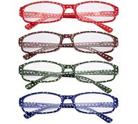 CessBlu Ladies Stylish 4 Pack Reading Glasses Polka Dots Patterned Reader Eyeglasses for Women +2.0