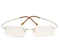 CessBlu Titanium Computer Glasses Reading Eyeglasses Frameless Readers Blue Light Filter(Gold)+1.25