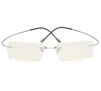 CessBlu Titanium Computer Glasses Reading Eyeglasses Frameless Readers Blue Light Filter(Silver)+1.0