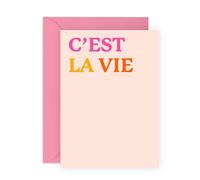 C'est La Vie Greeting Card - Gifts for Her, Women, Mum, Daughter, Nan, Nana, Friends, Bestie, BFF, Sister, Colleagues, Coworker - French Inspired Quote, Minimalist Design - Comes with Stickers