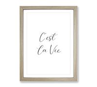 C'Est La Vie Typography Quote Framed Wall Art Print, Ready to Hang Picture for Living Room Bedroom Home Office Décor, Oak A2 (64 x 46 cm)