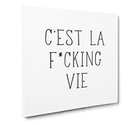C'est La Vie V2 Modern Typography Quote Canvas Print | Gallery Wrapped 30mm Frame Wall Art | 14x14 inches | Ready to Hang | Modern Typography Picture | Living Room Bedroom Lounge Office