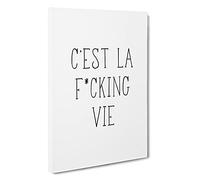 C'Est La Vie V2 Typography Canvas Print | Gallery Wrapped 30mm Frame Wall Art | 30x20 inches | Ready to Hang | Contemporary Typography Picture | Living Room Bedroom Lounge Office