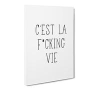 C'Est La Vie V2 Typography Quote Canvas Print | Gallery Wrapped 30mm Frame Wall Art | 24x16 inches | Ready to Hang | Modern Typography Picture | Living Room Bedroom Lounge Office