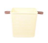 Cesta para la colada delgada, plegable, ahorra espacio, resistente, de plástico PP, estrecha, para la ropa, para la esquina del baño, cuarto de lavado, color crema (sin ruedas)