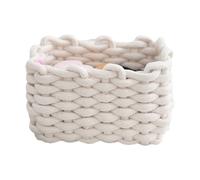 cestade Fabric Storage - Woven Rope Organizer, Mini Rectangular Tray | Cotton Rope, Sturdy Design, Fine Wiring, Polished Edges, Desk Shelf for Bedroom, C