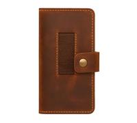 CestAntiQ Distressed Leather Checkbook Cover with Pen Holder - Handmade Executive Checkbook Wallet for Men, Women, Slim and Stylish Organizer, Tan, 7.5 x 3.5 Inch, Classic