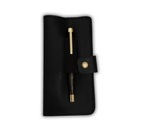 CestAntiQ Distressed Leather Checkbook Cover with Pen Holder - Handmade Full-Grain Bifold Wallet for Men & Women - Slim Checkbook Organizer for Personal & Business Use (Black)