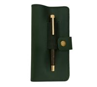 CestAntiQ Distressed Leather Checkbook Cover with Pen Holder - Handmade Full-Grain Bifold Wallet for Men & Women - Slim Checkbook Organizer for Personal & Business Use (Green)