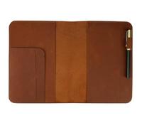 CestAntiQ, Full Grain Premium Leather Refillable A5 Diary cover Journal Cover for A5 (5.75"x8.25") Notebook, Pen Loop, Card Slots, Writers and Business,Leather Handmade Notebook Cover :Brown