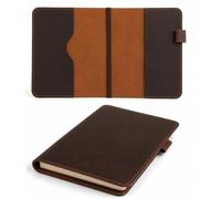 CestAntiQ Handmade A5 Leather Journal Cover 9 x 6 in, Dark Brown | Full grain leather, handmade, fits 5.75 x 8.25 in A5 notebooks, pen loop, compatible with Leuchtturm1917 and Moleskine Large