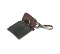 CestAntiQ Handmade Full Grain Leather Wedding Ring Pouch Keychain Engagement Ring Case & Key Ring Holder Jewelry Organizer, Green, 2.3 X 2.3 X 0.4
