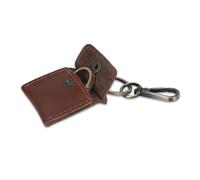 CestAntiQ Handmade Full Grain Leather Wedding Ring Pouch Keychain Engagement Ring Case & Key Ring Holder Jewelry Organizer, Tan, 2.3 X 2.3 X 0.4