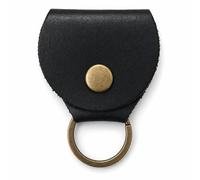 CestAntiQ Handmade Rustic Leather Guitar Pick Holder & Keychain Key Organizer, Black Leather, Vintage Style, Durable Compact Design, Unique Musician Accessory & Custom Key Holder