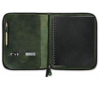 CestAntiQ, Heavy Duty Full Grain Leather Journal Cover (8.5 x 11 in.), Refillable Cahier XXL, Refillable Spiral Notebook (8.5 x 11 in.), Handmade Zippered Leather Journal Cover (Green)