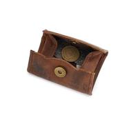 CestAntiQ, Leather Genuine Leather Squeeze Coin Purse, Coin Pouch Change Holder For Men and Women (Brown, 2.3 X 3.36 Inch), Brown, Casual