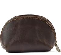 CestAntiQ, Leather Moon Pocket Coin Case, Mini Squeeze Coin Purse Pouch for Change, Dark Brown Leather Coin Holder Tray, Compact Wallet for Men & Women, Stylish & Durable, Elegant Coin Purse