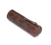 CestAntiQ Leather Pencil Case - Full Grain Leather Zippered Pen Pouch - Premium Stationery Bag & Pen Holder for Work, Office, Travel - Handmade Durable Executive Pencil Organizer - Brown