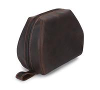 CestAntiQ, Leather Travel Makeup Bag Organizer for Women, Makeup Case with Brush Holders, Countertop Organizer, Small Makeup Pouch, Makeup Vanity Storage, Professional Makeup Toiletry Pouch (Brown),
