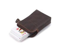 CestAntiQ Premium Full-Grain Leather Playing Card Case Zippered Card Deck Holder for Poker and Bridge Travel Accessory Secure Multi-Purpose Wallet Compatible for Pockemon Cards Holder Brown