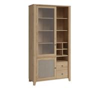Cestino 2 Door 2 Drawer Display Cabinet in Jackson Hickory Oak and Rattan Effect