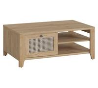 Cestino Oak and Rattan Effect Storage Coffee Table