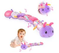 CestMall Baby Musical Caterpillar Stuffed Animal Infant Soft Plush Toy with Multi-Sensory Crinkle, Rattle&Textures for 0-3-6-12 Months Newborn Boy Girl Children Toddle Kid X-mas Birthday Gift (Purple)