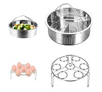 CestMall Steamer Set, 3pcs Instant Pot Accessories - Stainless Steel Steam Basket, Egg Steamer Rack, Divider Rack - Fits 5,6,8qt Instant Pot