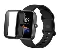 ceston Compatible with Amazfit Bip 3 Pro Case with Band, Sport Band Men Women Soft Silicone Strap with Screen Protector Hard PC Case Compatible with Amazfit Bip 3 / Bip 3 Pro (Black case+Black band)