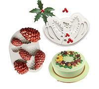 Cestony Christmas Holly Leaf & Pinecone Silicone Molds for DIY Cake Fondant Biscuit Cookies Sugar Pudding Chocolate Hard Candies Dessert Decor