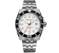 Cestrian Pro Dive 42mm Automatic Men’s Watch - White Dial, 316L Stainless Steel Case & Bracelet, 300m Water Resistant
