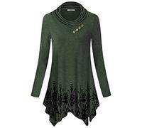 Cestyle Womens Long Sleeve Cowl Neck Asymmetrical Hemline Flowy Tunic Top - - XXL