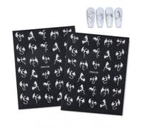 Cesujowaz 2 Sheets 5D Halloween Nail Stickers Bat Dragon Nail Art Decals | 5D Embossed Nail Stickers, Halloween Nail Art, Self Adhesive Decals, Resin Material For DIY Manicure