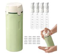 Cesujowaz Travel Bottle Set for Shampoo, Conditioner, Lotion - 4-in-1 Pump Dispenser, Refillable, Leak-Proof, Mini Toiletry Containers for Travel, Compact & Light (Green)