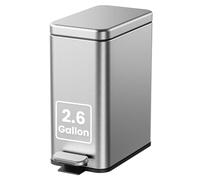 Cesun 2.6 Gallons Small Bathroom Trash Can with Lid Soft Close, Silver