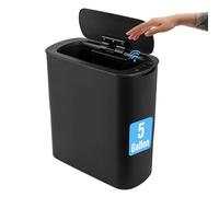 Cesun 5 Gallon Automatic Bathroom Trash Can, Touchless Motion Sensor Garbage Can with Lid, Smart Plastic Slim Wastebasket for Bathroom, Office, rv, Bedroom, Living Room, Black