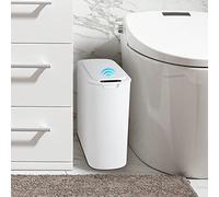 Cesun Automatic Motion Sensor Bathroom Trash Can with Lid, 2.6 Gallon Touchless Trash Bin, Smart Plastic Slim Garbage Can Small White Wastebasket for Toilet, Office, rv, Bedroom, Living Room