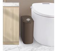 Cesun Automatic Motion Sensor Bathroom Trash Can with Lid, 2.6 Gallon Touchless Trash Bin, Smart Plastic Slim Garbage Can Small Brown Wastebasket for Toilet, Office, rv, Bedroom, Living Room