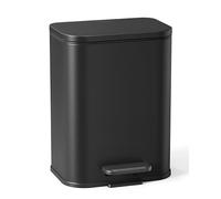Cesun Bathroom Trash Can with Lid, 5 Liter/ 1.3 Gallon Small Trash Can, Step Pedal Soft Close Lid Stainless Steel Garbage Can with Removable Liner, Anti-Slip Waste Basket, Black
