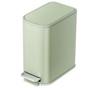 Cesun Green Bathroom Trash Can, 1.3 Gallon Small Garbage Can with Lid, Metal Slim Trash Bin with Foot Pedal, Waste Basket for Bathroom, Bedroom, Office, Green, 5 Liters