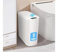Cesun Motion Sensor Trash Can, 5 Gallon Automatic Bathroom Garbage Can with Lid, Touchless Smart Plastic Slim Wastebasket for Bathroom, Office, rv, Bedroom, Living Room, White