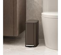 Cesun Slim Bathroom Trash Can with Lid Soft Close, 6L/1.6 Gallon Stainless Steel Small Garbage Can with Foot Pedal and Removable Inner Bucket, Slim Wastebasket for Bathroom, Office, Toilet (Brown)