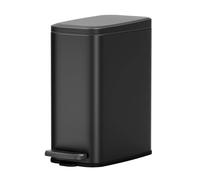 Cesun Small Bathroom Trash Can with Lid Soft Close, 6L/1.6 Gallon Stainless Steel Slim Garbage Can with Foot Pedal and Removable Inner Bucket, Slim Wastebasket for Bathroom, Office, Toilet (Black)