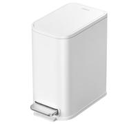 Cesun Small Bathroom Trash Can with Lid Soft Close & Pedal, 1.3 Gal, White