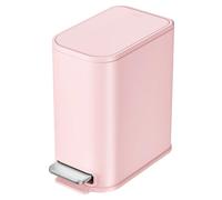 Cesun Small Bathroom Trash Can with Lid Soft Close, Step Pedal, 5 Liter / 1.3 Gallon Stainless Steel Garbage Can with Removable Inner Bucket, Waste Basket for Bathroom, Bedroom (Pink)